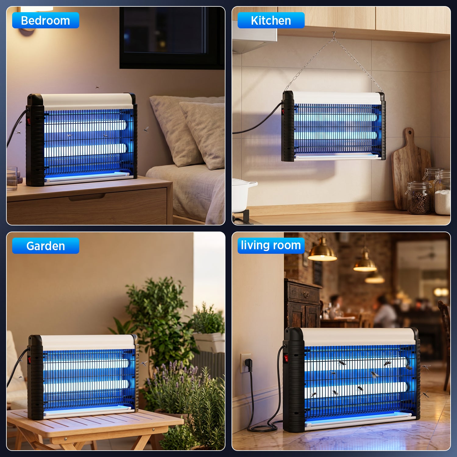 AOKKR Electric Fly Zapper, Bug Zapper 4000V 35W Mosquito Trap with 395nm UV Light, Indoor&Outdoor Insect Killer, With Detachable Catch Tray Plug-in Fly Killer for Home, Kitchen, Garden