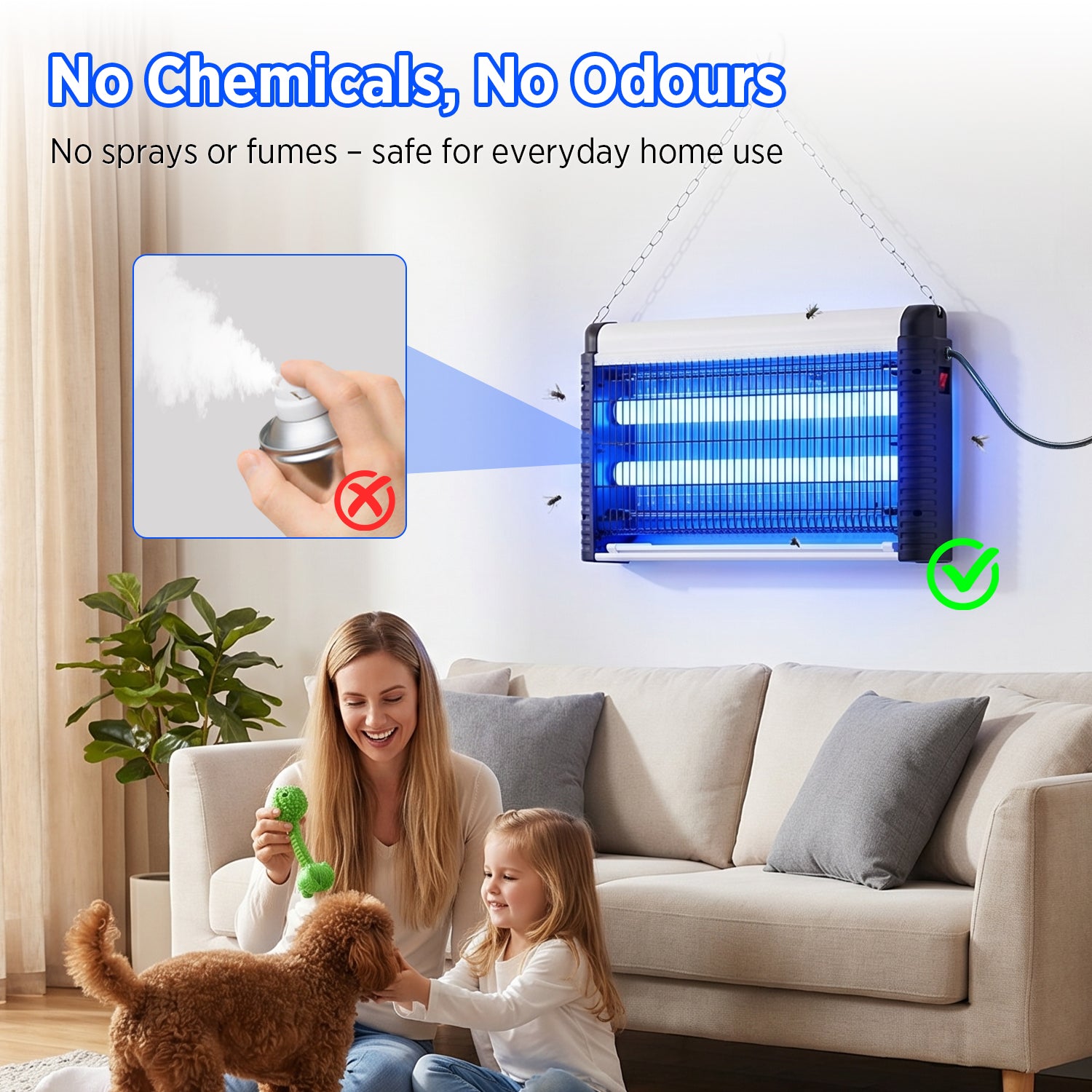 AOKKR Electric Fly Zapper, Bug Zapper 4000V 35W Mosquito Trap with 395nm UV Light, Indoor&Outdoor Insect Killer, With Detachable Catch Tray Plug-in Fly Killer for Home, Kitchen, Garden