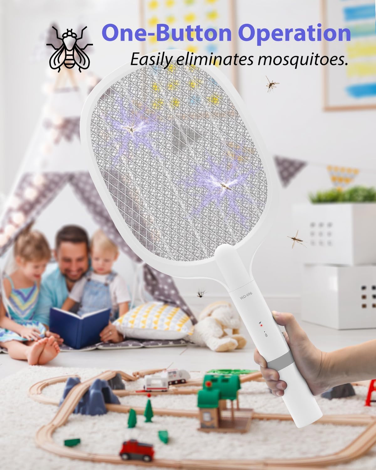AOKKR Fly Zapper, Electric Insect Killer 1800mAh Rechargeable Bug Zapper Racket 4000V with LED Attractant Light